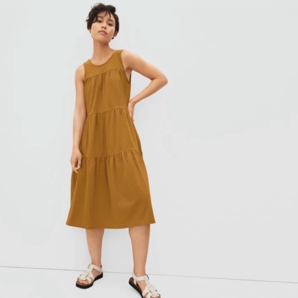 Worn Once- Everlane The Weekend Tiered Dress- Amber- Size Medium